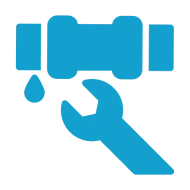 Pipe wrench fixing leak icon.