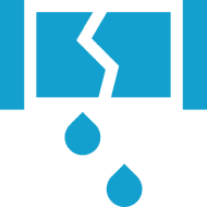 Cracked screen with dripping water droplets.